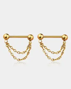 Threadless Double Chain Nipple Ring