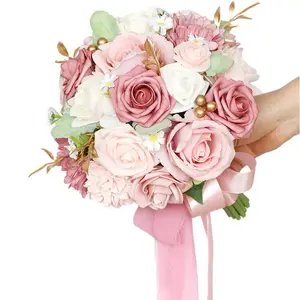 Dusty Rose Bridal Bouquet Cascading, Pink Orchids Wedding Bouquets for Bride, Bridal Bouquets for Wedding, Ceremony, Anniversary