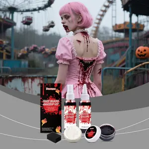 DOWMOO Halloween Fake Blood Makeup Kit - Scary Makeup Blood Drips, Simulated Blood Props for Holiday Parties, Body Art