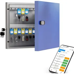 WeHere 48 Key Lock Box, Wall Mounted Key Management Cabinet with APP Access Log Tracking, 3-Digit Combination Lock & Backup Key & Tags, Key Storage Box for School, Office, Rental, Property Management