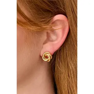 Gold Knot Stud Earrings