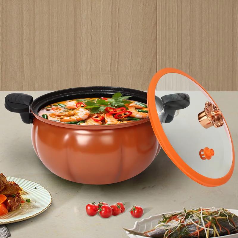 8-Liter Micro Pressure Cooker,Pumpkin-Shaped Non-Stick Pressure Cooker,With Transparent Lid, Small Household Gas Pressure Cooker NONE