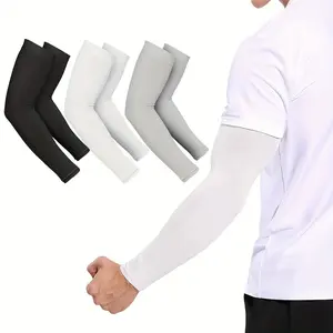 3 Pairs of Compression Arm Sleeves - Breathable Knit Fabric, Comfortable Fit, Multi-Sport Use for Running, Cycling - Black, White, Gray Sports & Outdoor Accessories