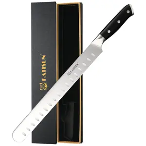 Round Tip Ham Slicing Knife, 13 Inch Ultra Sharp German Premium Carbon Steel Brisket Knife for Slicing Roasts, Meats, Fruits and Vegetables, Full Cut, Ergonomic Handle Design,TikTokShopBlackFriday