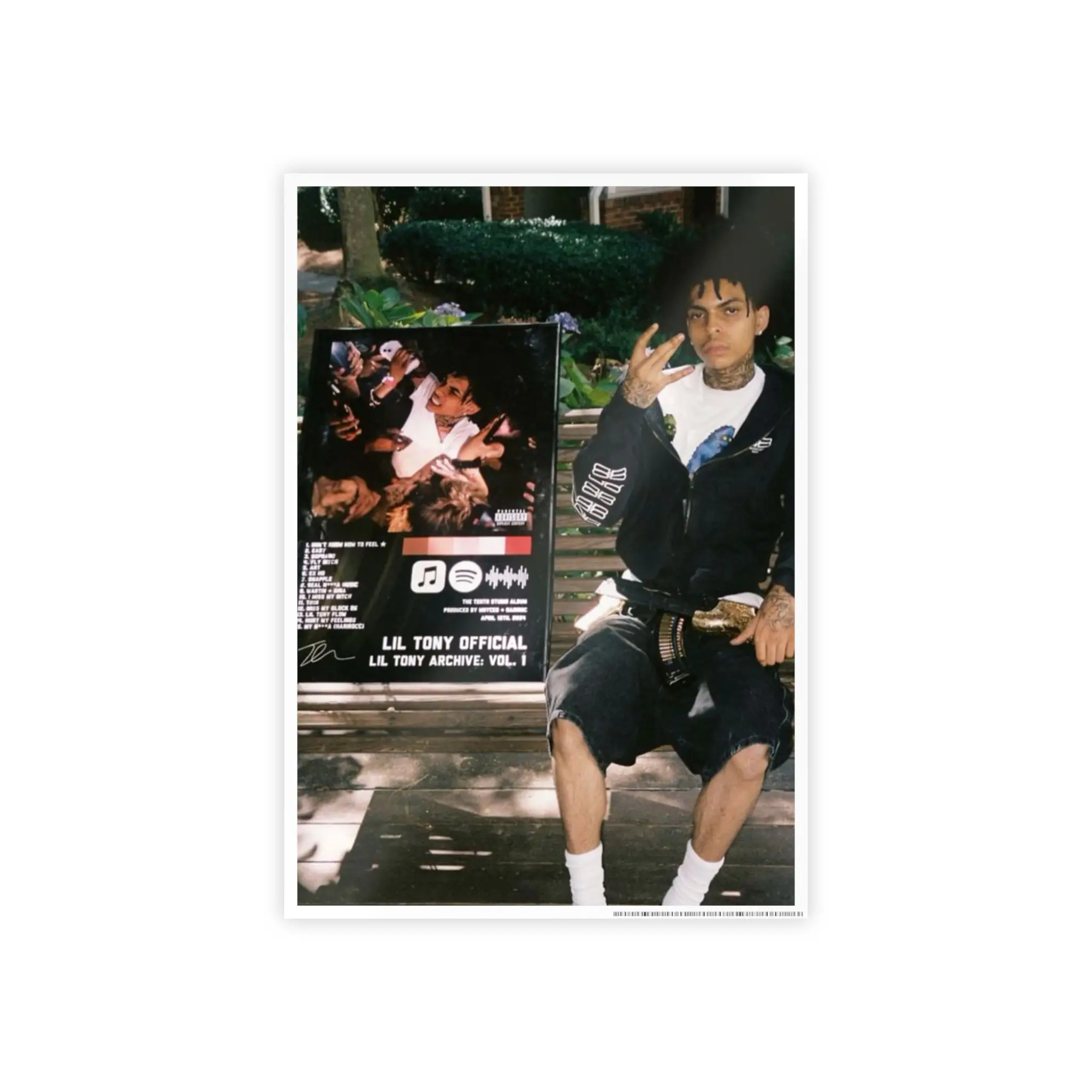 ARCHIVE V1 TONY POSTER High-Gloss 185 gsm Poster Paper 11.7" X 16.5" Vertical Vibrant Decoration USA Assembled Lil Tony Pattern