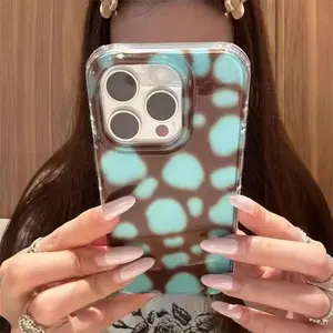 IPhone 13/14/16/17 Pro Max | Retro Blue Brown Amber | Casual Fashion | Double Layer | Suitable for iPhone 11 12 13 14 15 16 17 Pro Max | Casing | Accessories