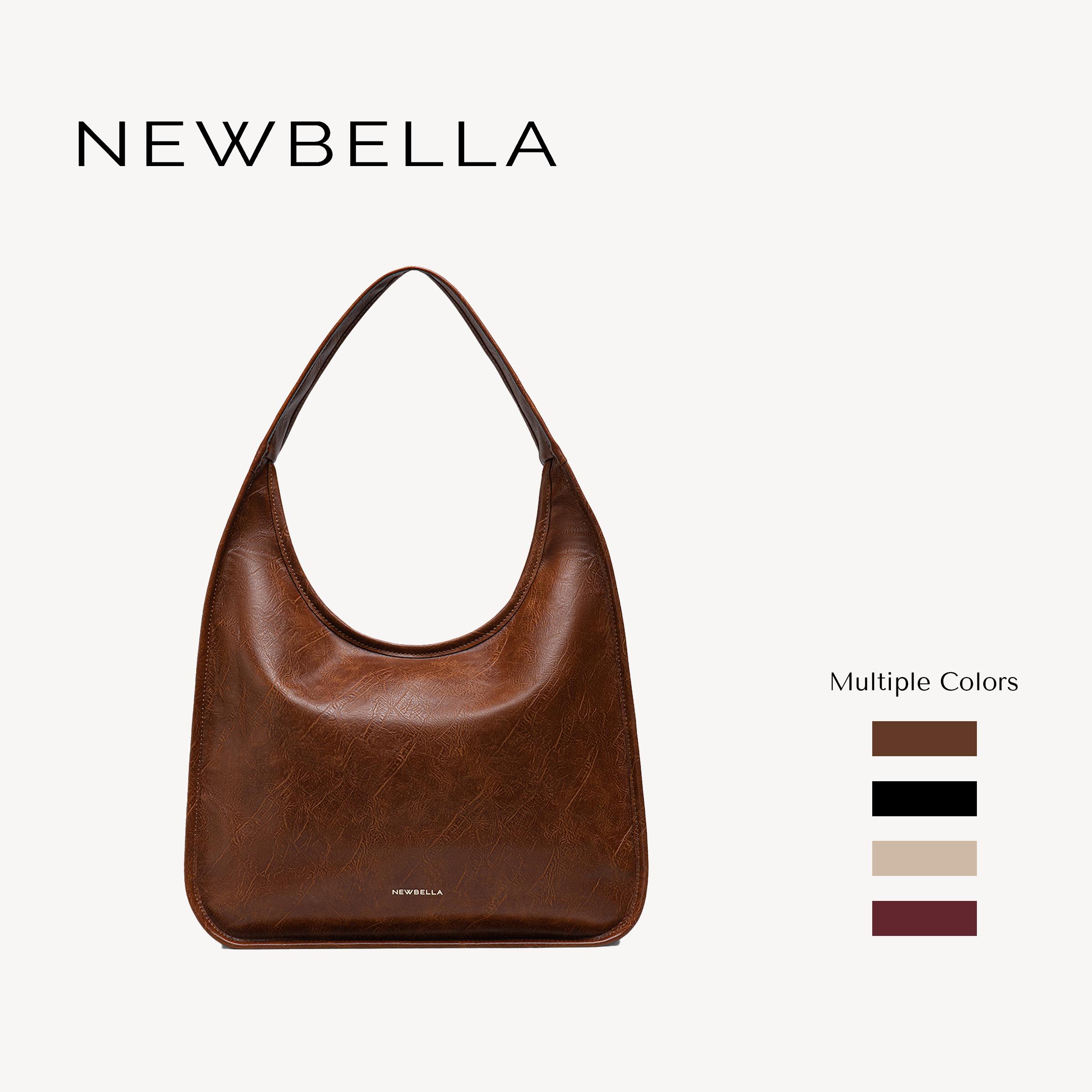 NEWBELLA Pro PU Leather Elegant Commuter Tote Shoulder Bag - Plain Solid Color, Top Handle, Waterproof Zipper Closure, 48x12x44 cm Handbag for School & Commute, Elegant Commuter Bag, Handbag Shoulder Bag