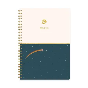 Gold Spiral Notebooks 7" x 10" Softcover 135 College-Ruled Pages 100 gsm Bright White Paper Double Gold Spiral Binding Perfect for Writing & Note-Taking