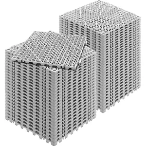 【Spotlight Day】VEVOR Interlocking Tile 55PCS Grey, Drainage Tiles 12" x 12"x 0.6 Splicing, Soft PVC Interlocking Floor Tiles, Non-Slip Drainage Holes for Restroom, Bathroom, Kitchen, Pool, Wet Area