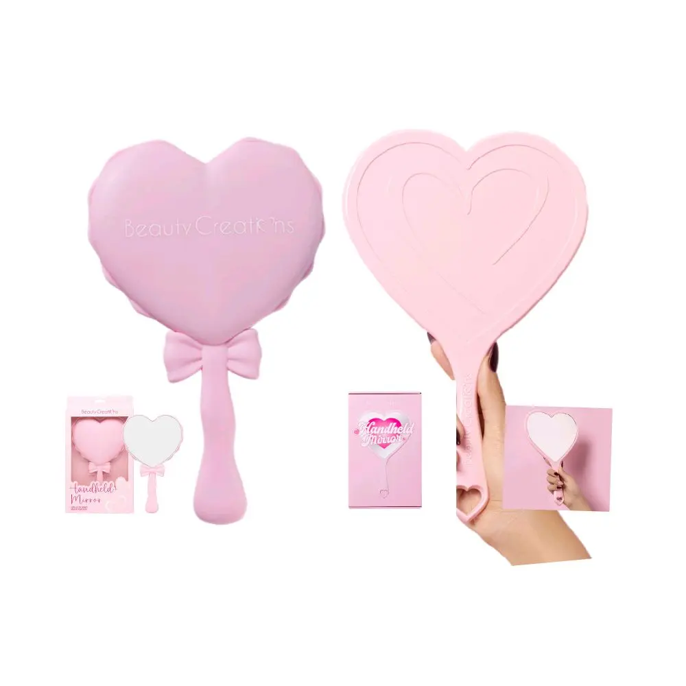 Pink Heart Shaped Handheld Mirror, Cute Lightweight and Portable, Compact Acrylic Vanity Mirror for Makeup and Travel, Compact Portable Handheld Mirrors