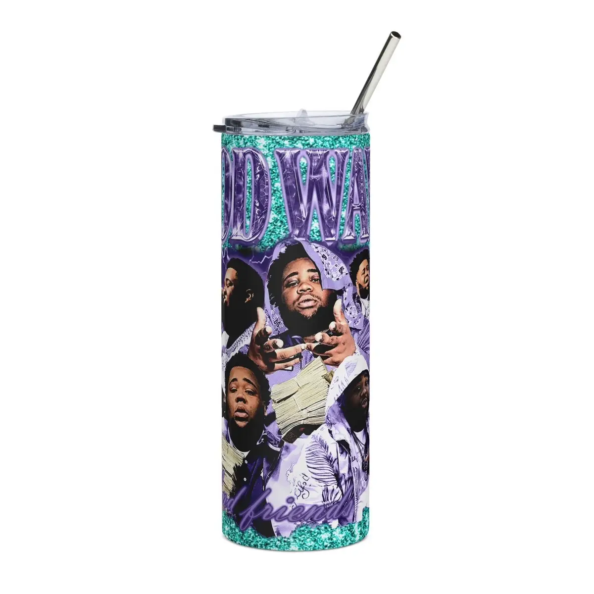 Rod Wave purpleteal glitter Tumbler