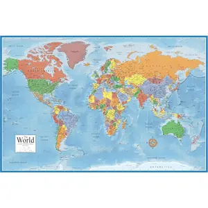 World Premier Wall Map Poster Mural 24h x 36w
