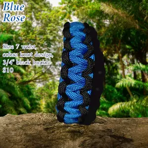 Paracord 7 Inch Cobra Knot Bracelet - Size 7 Wrist, 3/4" Black Buckle, $10