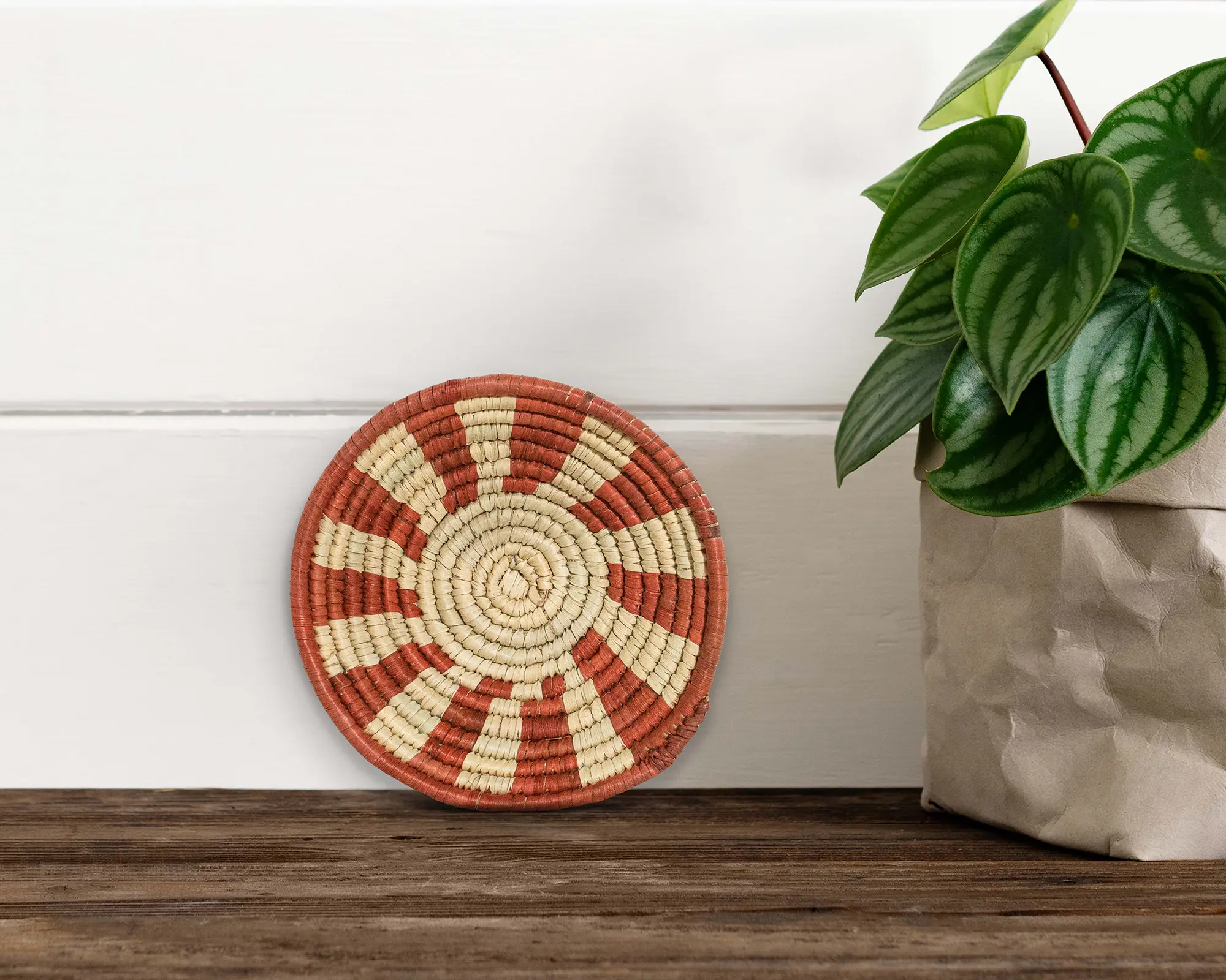 Boho Miniature Rays Basket, 5-Inch Mini (Pack of 5) Woven Wall Basket Decor for Keys & Jewelry, Colorful African Basket, Bohemian Basket wall art