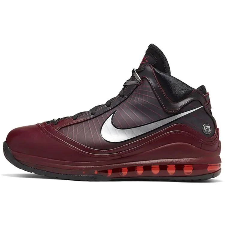 NIKE Men's Air Max LeBron 7 Retro QS 'Christmas' 2019 High Top Basketball Shoes - Lace-Up, Lightweight, Durable, Visible Air Max Unit, Holiday Style, Bold Red & White, True Size, US Sizes 6-14 (US M 10.5) High Top Shoes