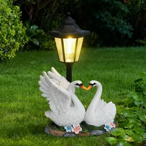 Solar Swan Ornament, Resin Realistic Animal Statue, Outdoor Garden Courtyard Decoration, Automatic Light Lawn Landscape Lamp