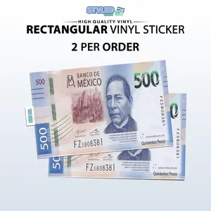 500 PESO BENITO JUAREZ rectangular vinyl sticker