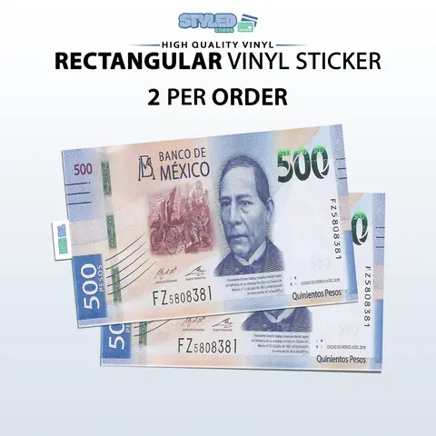 500 PESO BENITO JUAREZ rectangular vinyl sticker