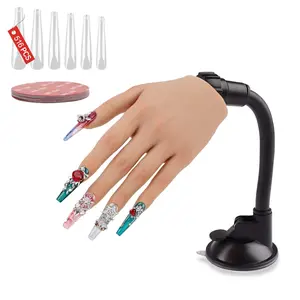 Nail Practice Hand for Acrylic Nails with 516 Pcs Nails Silicone Fake Mannequin Hand for Nail Practice and Nail Art Single Left Hand Nude