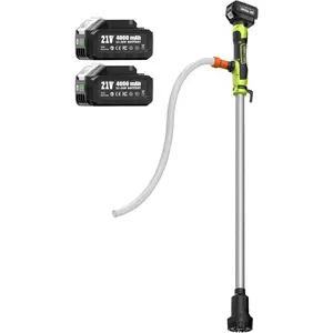 Cordless Stick Water Transfer Pump, 2*4000mAh 21V Rechargeable Battery, 720GPH High Flow, 32FT Lift, Portable Utility Sump Pump for Pool/Garden/Pond/RV/Boat/Basement/Rain Barrels Draining
