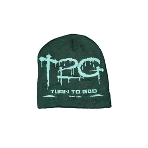 Y2K Green Beanie (Satin Linen)