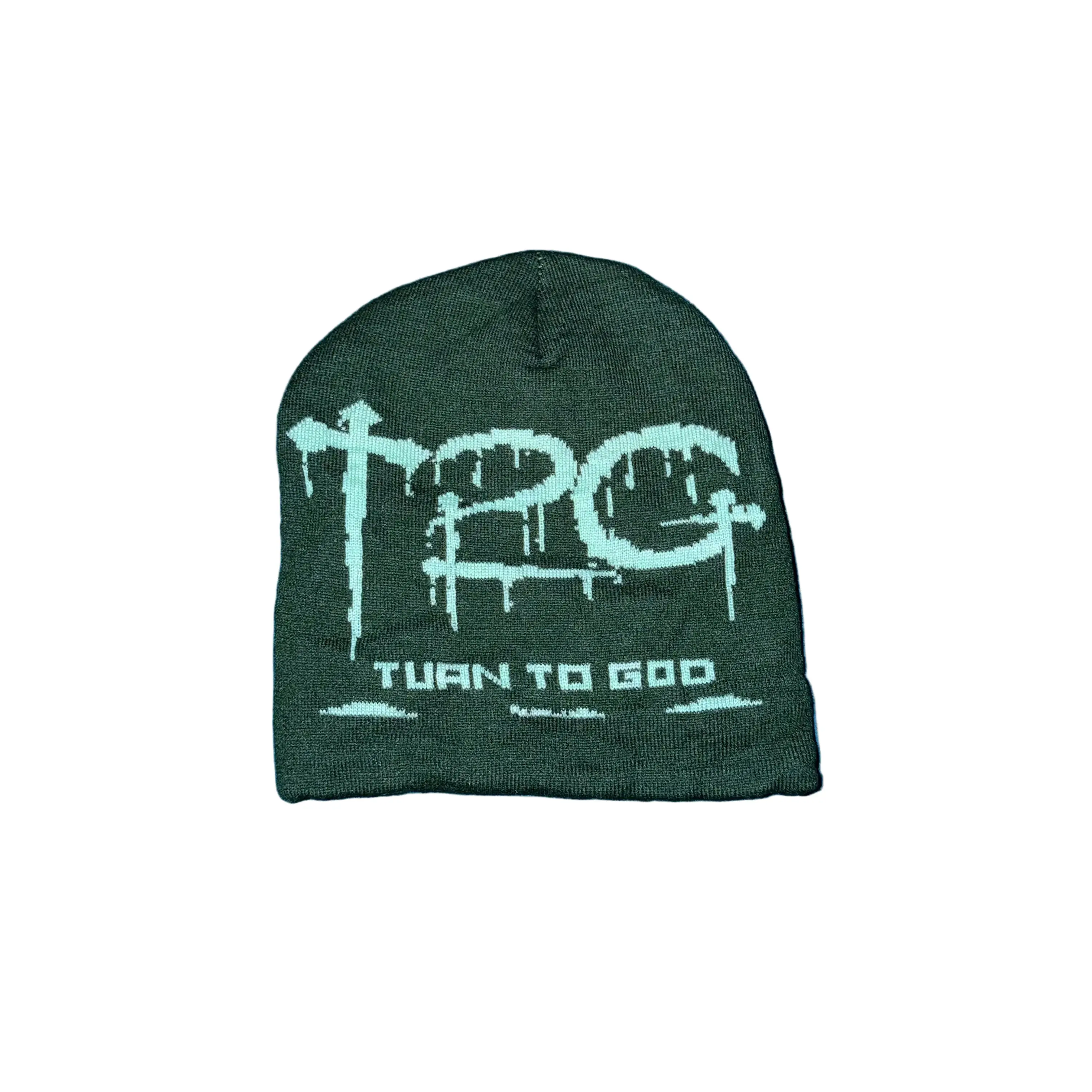 Y2K Green Beanie (Satin Linen)