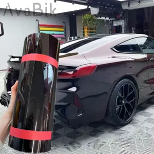 Madeira Red Car Vinyl Sticker, Pet Car Paint Protection Film, Breathable Low-Adhesive, High Gloss black red Motorcycle Decal