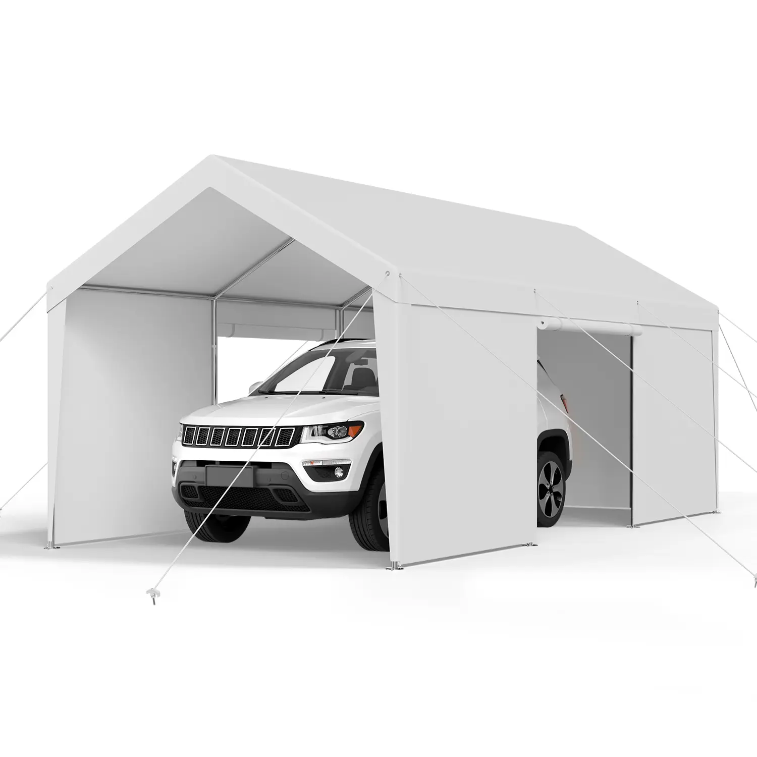 VEVOR Carport, 10 x 20 FT Outdoor Car Canopy, Potable Carport with Removable Sidewalls & Door, Heavy Duty Car Shelter, UV-Resistant & Water-Resistant, All-Season Protection for Automobile Boat White