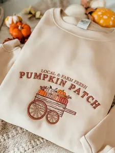 Halloween Embroidered Sweatshirt, Pumpkin Patch Sweatshirt, Fall Sweatshirt, Pumpkin Crewneck, Halloween Gift, Cozy Fall Aesthetic