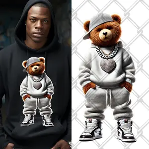 4-Pack, 6-Pack or 8-Pack DTF Heat Transfer Gang Sheet Hip Hop Bear Ready to Press for DIY T-Shirt Printing