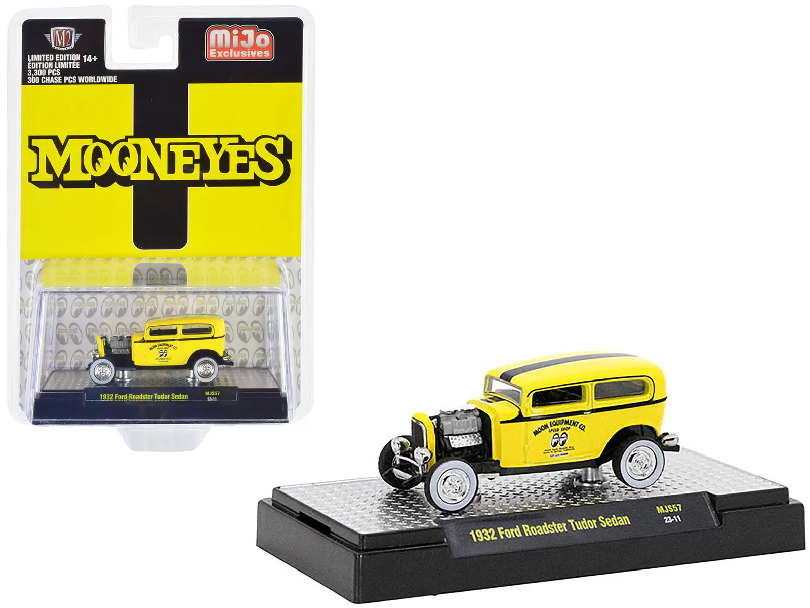 1932 Ford Roadster Tudor Sedan Yellow w Black Stripes Mooneyes Limited Edition t