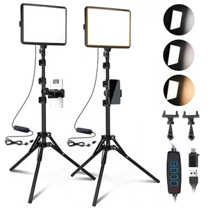 2-Pack LED Video Light Kit, NiceVeedi Studio Light, 2800-6500K Dimmable Photography Lighting Kit with Tripod Stand&Phone Holder, 73" Stream Light for Video Recording, Game Streaming, YouTube