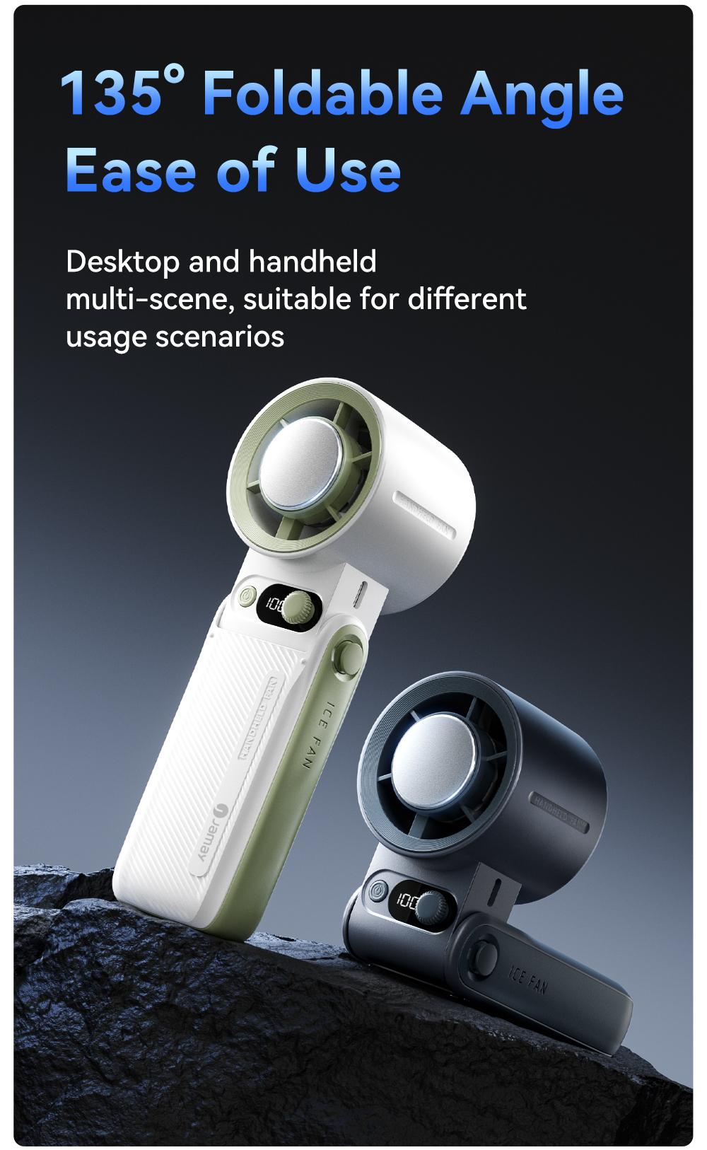 Portable Handheld Turbo Fan, 3-in-1 Rechargeable, 199 Adjustable Levels, Up to 30 hours of use, with Digital Display, One-Click Semiconductor Cooling, 135° Adjustable Airflow, Ideal for Summer Travel & Outdoor Activities, High Speed Fan, Portable fan