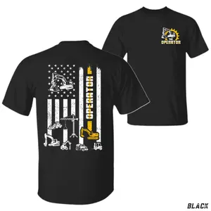 Heavy Equipment Operator T-Shirt – American Flag Construction Graphic Tee for Men & Women, Excavator & Crane Design, Perfect for Blue Collar Workers, Jobsite Pride & Daily Wear