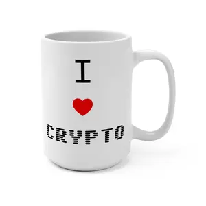 I Heart Crypto Mug - 15oz White Ceramic Coffee Cup