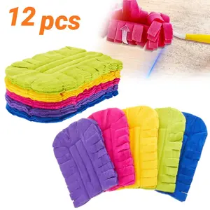 12/6 Pack Reusable Fleece Duster Refills Feather Flat Dusters Multi Surface Washable Cleaning Pads Tools for Home,Blinds,Car,Pet,Furniture,Fans,Halloween Christmas Party Gifts,Home Supplies