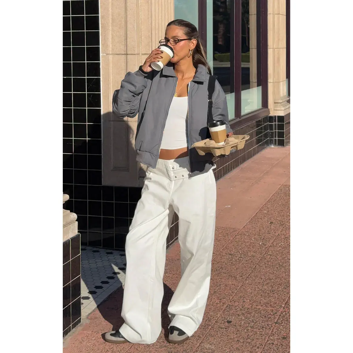 Benson Grey Puff Bomber Jacket