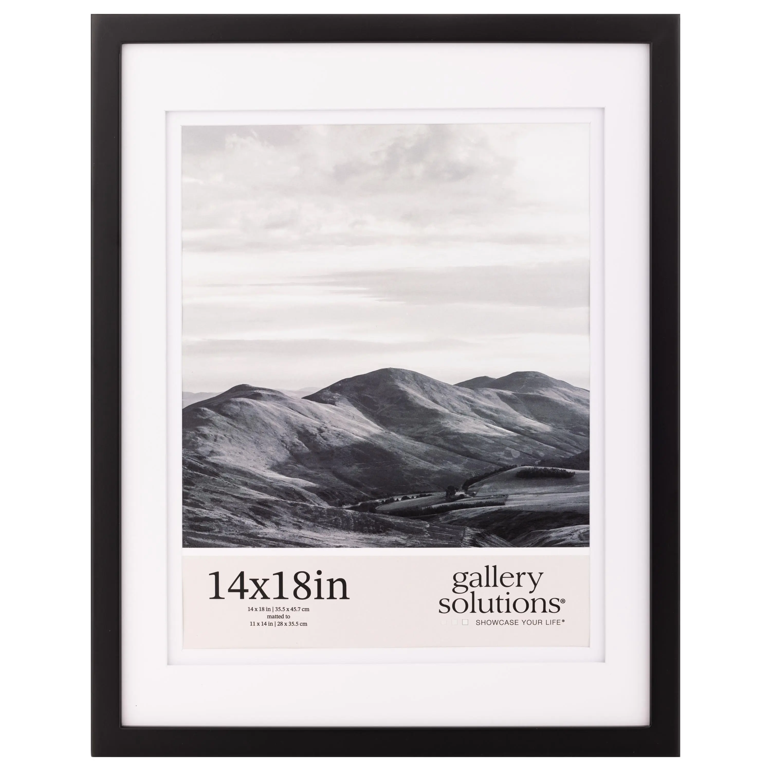 Gallery Solutions Wall Mount Double Airfloat Mat Picture Frame, 14" x 18", Black/White