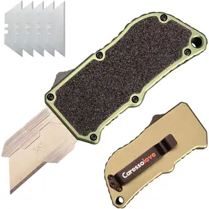 𝗖𝗮𝗿𝗲𝘀𝘀𝗼𝗹𝗼𝘃𝗲 𝗔𝘃𝗶𝗮𝘁𝗶𝗼𝗻 𝗔𝗹𝘂𝗺𝗶𝗻𝘂𝗺 utility knife, EDC Auto Box Cutters Retractable Heavy Duty Cardboard Cutter, Replaceable Blade Pocket Knife With Clip, With 5pcs Spare Blades