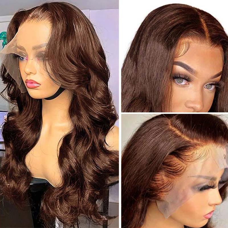 Bling Hair Body Wave Chocolate Brown 13x4 Lace Front WIgs 13x6 HD Transparent Lace Human Hair Wigs Preplucked Color #4 Frontal Wigs On Sale For Women TikTokShopBlackFriday