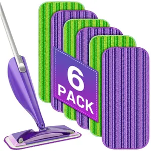 Swiffer Wet Jet Reusable Mop Pads - 6 Pack Washable Microfiber Refills, Eco-Friendly Wet & Dry Mopping Cloths for All Floors, Pet & Child Safe, Soft Premium Fabric, Superior Scrubbing & Absorbent, Machine Washable, 11.6 x 5.5 Inches