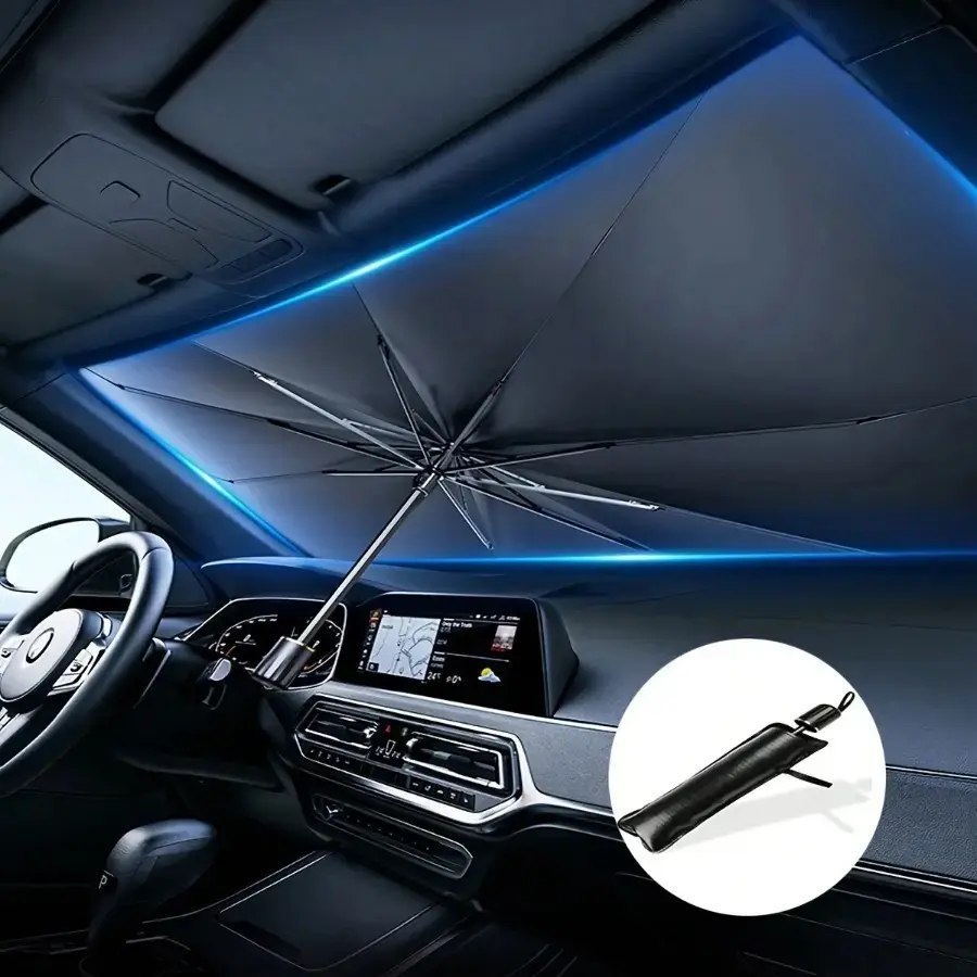 Collapsible Front Windshield Sun Barrier - Portable Foldable Frame Heat-Insulating Visor Cover, UV Protection, Lightweight Reflective Sunshade for Car Interior, Summer Dashboard Shield, Easy Install