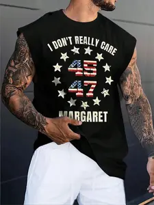 BEATERS Men's Classic Sleeveless Vest for Home and Outdoor, Letter Flag Print Suitable for Various Occasions, Comfortable and Stylish Wear