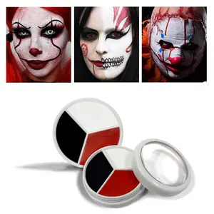 Cross-border Halloween Makeup Party Three-color Water-based Easy-to-clean Human Face Creative DIY Water-based Paint Wholesale Cosmetic Red, White And Black