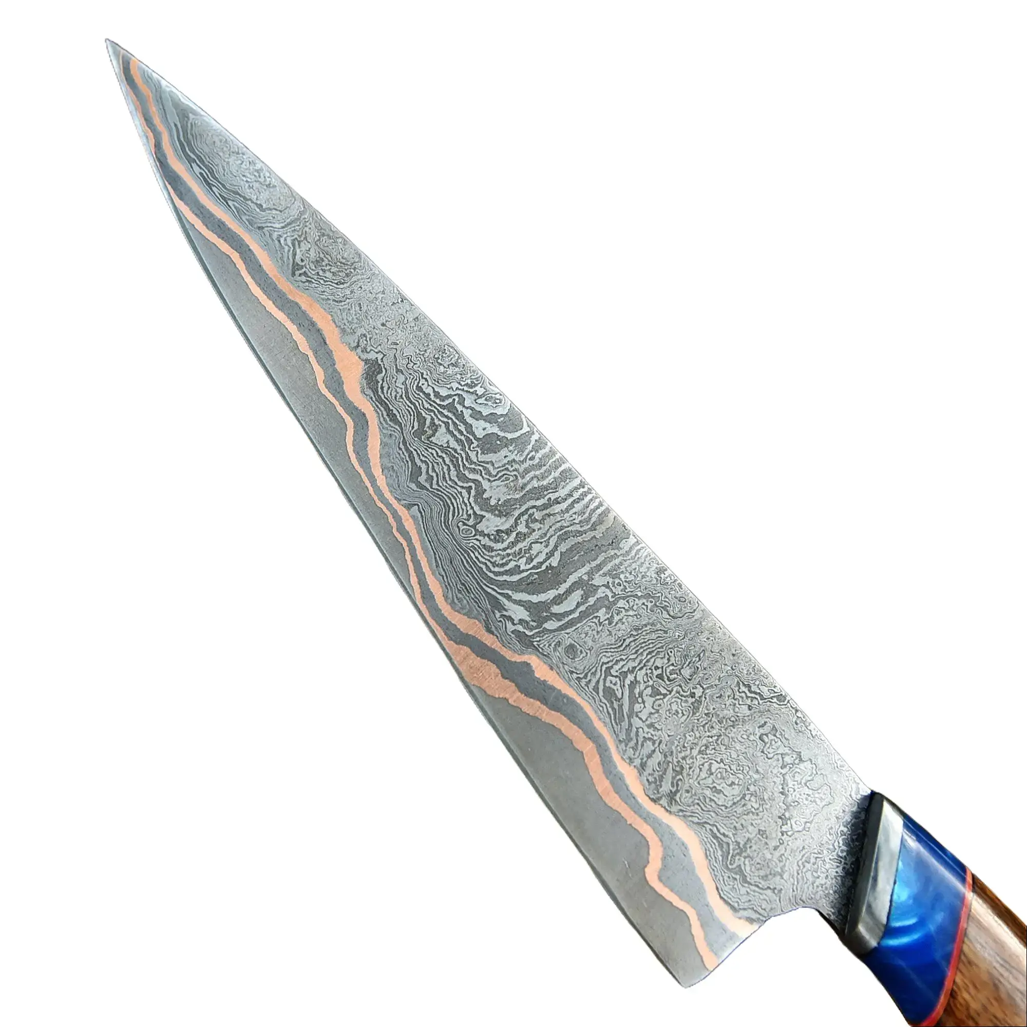 Luxury RARE Copper Damascus Chef Knife - Handmade Kitchen Knife - Copper Blade Chef Knife Unique Steel  Meat Vegetable Bbq