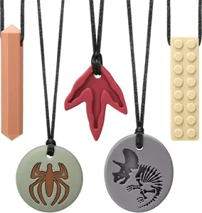 Chew Sensory Necklace Toys for Autism, Silicone Chewy Teether for Kids with ADHD, SPD, Chewing, Oral Motor Therapy Sensory Toys