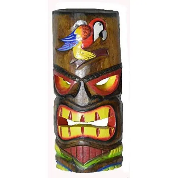 HAND CARVED PARROT POLYNESIAN HAWAIIAN TIKI STYLE MASK 12 IN TALL