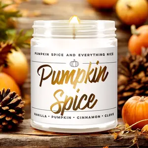 Wax & Wit Pumpkin Spice Candle, Fall Candles for Home, Autumn Decor -9oz Glass Jar, Soy Wax, Cotton Wick - Pumpkin, Clove, Vanilla, Cinnamon Fragrance Aroma Scented