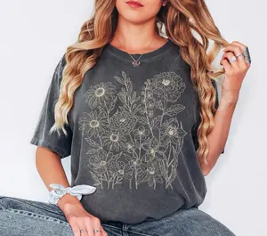 Comfort Colors Vintage Pressed Flowers Shirt, Boho Cottagecore Shirt, Botanical Floral Tee, Wildflowers Shirt Gift for Gardener Floral Shirt