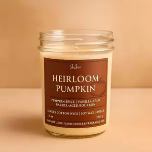 Heirloom Pumpkin Candle – Pumpkin Spice, Vanilla Bean & Barrel-Aged Bourbon | 14 oz Soy Wax Luxury Cotton Wick Candle | Fall Autumn Scent